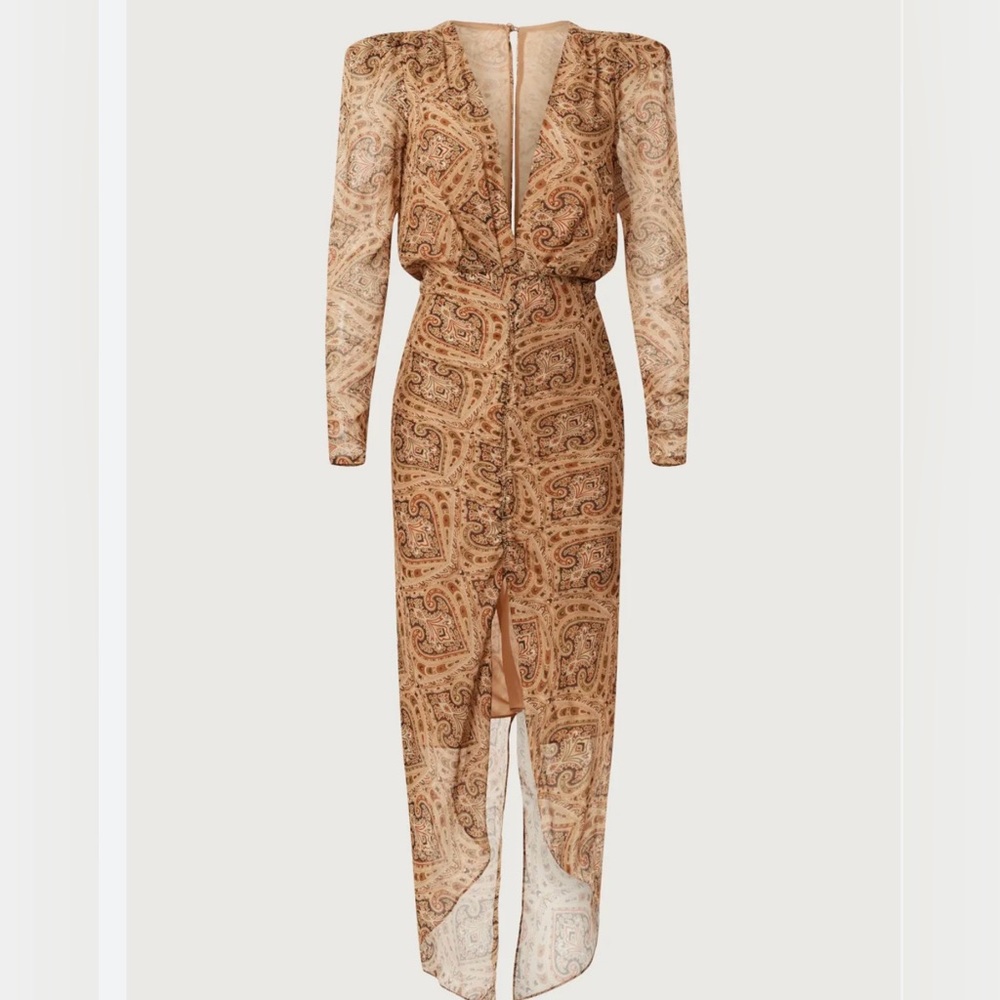 Ronny Kobo Astrid Silk Ruched Paisley Dress NWT - Picture 6 of 9